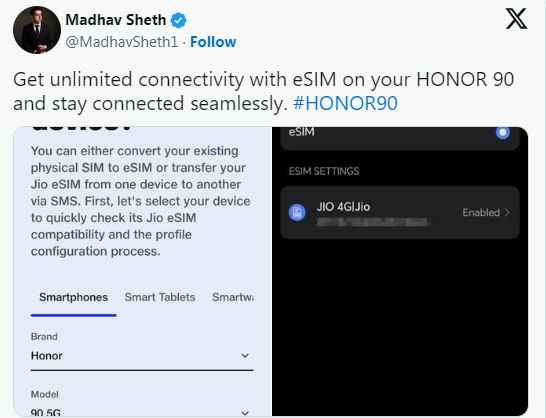 connect your esim with honor